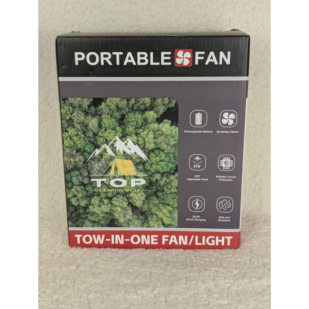 Portable Fan, Rechargeable Battery‎ Camping Fan with LED Lights, Black